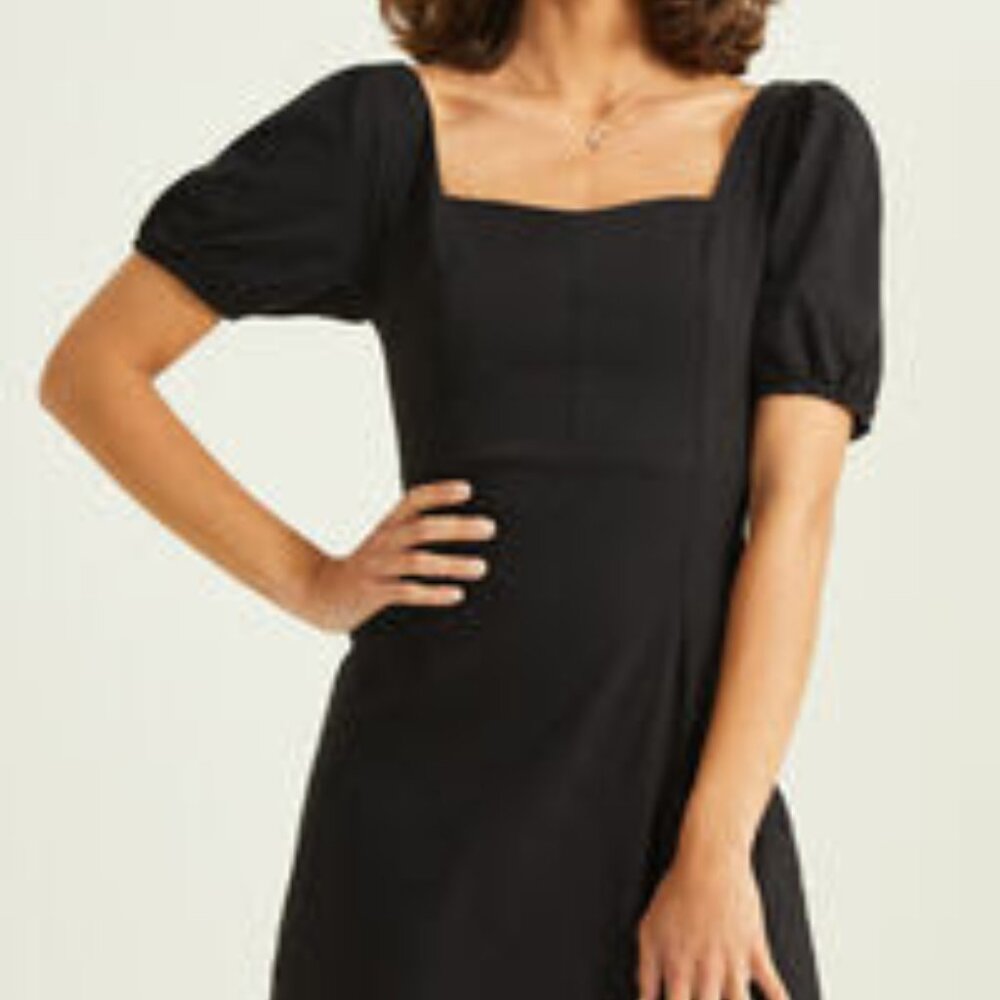 Altar'd State Kaelie Puff Sleeve Dress - Mini Black Size Small